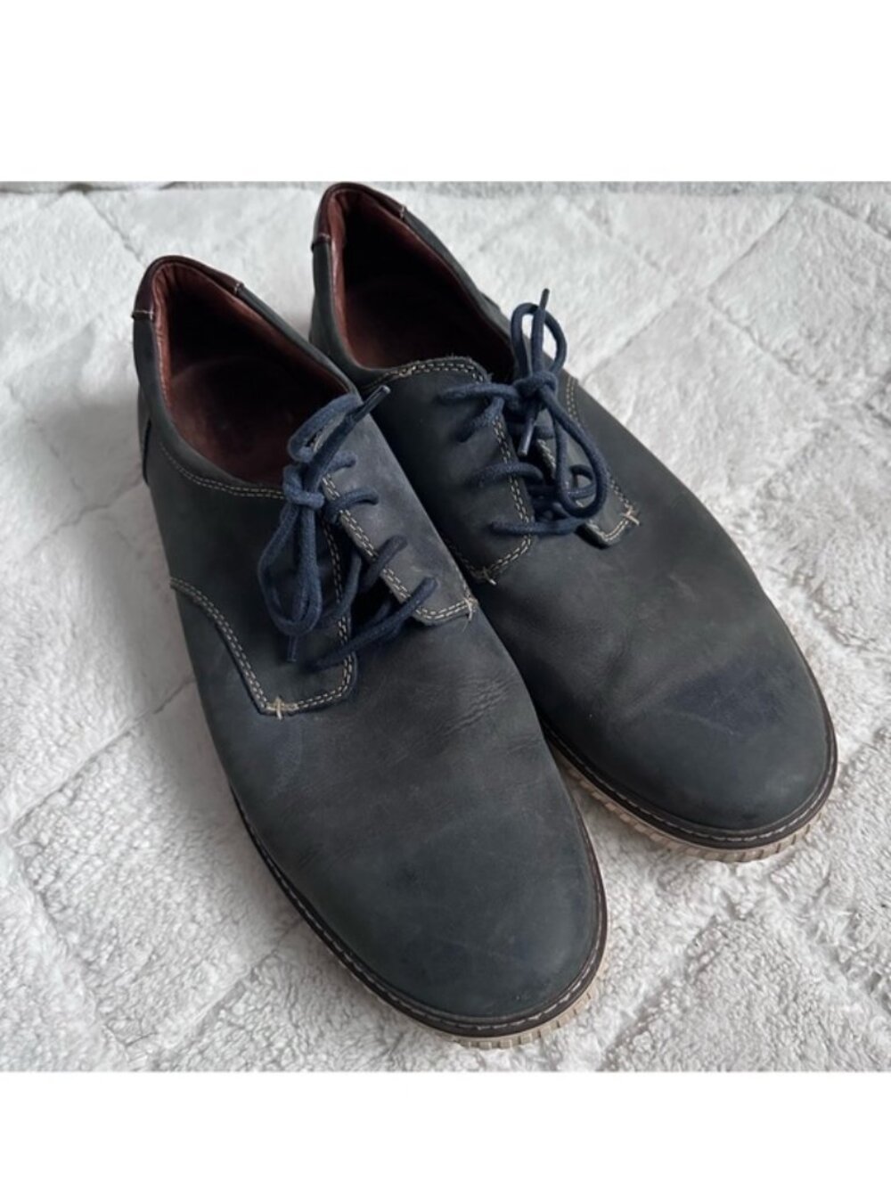 Johnston & Murphy | Navy Oiled Leather Walden Lace Up Shoes | Size 13